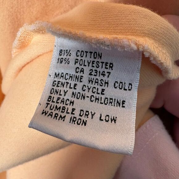 90s VTG Talbots Plush Cotton Blend Light Pink and Orange Belted Bathrobe size MP - Picture 9 of 9